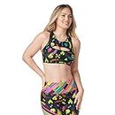 Zumba Women’s Printed Keyhole Sports Bra, Athletic Workout Top for Women, Multi, Small