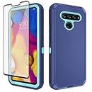 Asuwish Phone Case for LG V40 ThinQ with Tempered Glass Screen Protector and Cell Cover Hybrid Shockproof Hard Protective Accessories LGV40 Storm V 40 Thin Q V40ThinQ LG40 40V 40ThinQ Women Blue