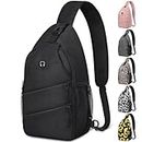 Pritent Crossbody Bags for Women Men Trendy Sling Bag Bakpack Casual Chest Bag with Convertible Shoulder Strap Travel Cross Body Bag for Hiking Traveling Outdoors(Black)