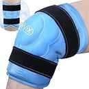 REVIX 20'' XXXL Knee Ice Pack Wrap Around Entire Knee After Surgery, Large Ice Pack for Knee Pain Relief, Reusable Ice Wraps for Knee for Replacement Surgery, Swelling, Sports Injuries, Blue