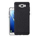 HELLO ZONE Exclusive Dotted Matte Finish Soft Rubberised Back Case Cover for Samsung Galaxy J7 2016 - Black