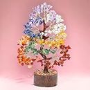 PARADIGM PICTURES Seven Chakra Crystals and 300 Gemstones Tree Showpiece for Good Luck Home Decor Item Bonsai Money Tree Plant Gift Item Figurine (300 Beads)