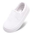 Unisex Kids Canvas Shoes Toddlers Sneakers Breathable Slip-on Trainers Pumps Plimsoles for Boy and Girls White1 UK7