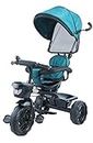 JoyRide 3 in 1 Baby Tricycle Toddler Stroller Kids Pedal Tricycle w/Pusher Removable Canopy Safety Bar Storage Footrest for 18 Months to 5 Years (Green)