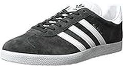 adidas Originals mens Gazelle Sneaker, Dark Grey Heather Solid Grey/White/Gold Metallic, 7.5 US