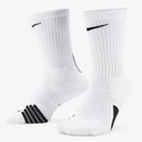 Nike Elite Crew Basketball Socks Mens Size 8-12 US White/Black Swoosh FREE SHIP