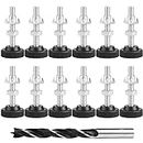 YONGQING Pack of 12 Adjustable Furniture Feet with Metal Drill, M8 x 50 mm Screw Levelling Height Adjustable Feet for Furniture, Thread Furniture Feet Leveler for Desk/Chair/Cabinet/Dresser/Bench