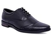 FASHION VICTIM Men's 9002 Genuine Leather Black Formal Shoes - 12 UK