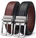 BULLIANT Men's Belt,Reversible Belt 1.25" For Gift Mens Casual Golf Dress pants shirts,One Reverse For 2 Sides(Black/Light Brown,38"-40"Waist Adjustable)