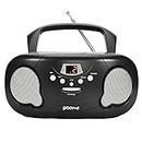 groov e Orginal Boombox - Portable CD Player with Radio, 3.5mm Aux Port, & Headphone Socket - LED Display, 2 x 1.2W Speakers - Battery or Mains Powered - Black