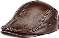 icehao Men's Adjustable Newsboy Hat Beret Hat Driving Hunting Fishing Hat Genuine Leather Ivy Cap Fashion Beret Hat Flat Cap., Brown, 0