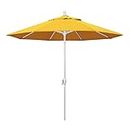 California Umbrella GSPT908170-5457 9' Round Market Umbrella, White Pole, Sunbrella Sunflower Yellow