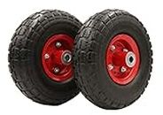 PEAKTOW PTR0004 New 10 inches Flat Free Solid 4.10/3.50-4 inches Tire on Wheel for Dolly Handtruck Cart -2PK