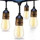 PESCA LED Outdoor String Lights for Patio with 20 Shatterproof S14 Vintage Edison Bulbs, 10 Meter Waterproof Hanging Lights for Outside, Porch, Deck, Bistro, Cafe, Balcony Lights, Warm White