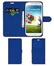 ACM Leather Window Flip Wallet Flap Case Compatible with Samsung Galaxy S4 I9500 Mobile Cover Blue