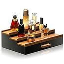 Sephyroth Wooden Cologne Organizer for Men 3 Tier of Elevated Cologne Display Shelf with Drawer Storage Perfume Organization and Storage Display Risers,Great Gift for Man(Black Walnut)