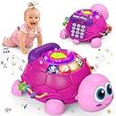 Ussybaby Baby Girl Toys 6 to 12 Months, Crawling Toys for 12-18 Months, Baby Turtle Musical Toys, Phone Tabour Toy, Baby Girl Toys 7 8 9 10 11 Months 1-2 Year Old Toys Infant, Baby Girl Gift (Pink)