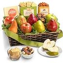 A Gift Inside Classic Fresh Fruit Basket Gift with Crackers, Cheese and Nuts for Birthday, Thank You, Family, Corporate