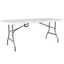 Home Vida Folding Table 5ft Heavy Duty Extra Strength Camping Buffet Wedding Market Garden Party Car Boot Stall Picnic Trestle Indoor Outdoor Foldaway Carry Handle