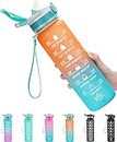 MEITAGIE 1L/750ml Motivational Water Bottle with Time Marker, Leak-proof BPA Free Drink Bottle with Fruit Strainer or straw, Perfect for Fitness, Gym and Outdoor Sports
