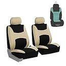 FH GROUP FH-FB030102 Light & Breezy Beige/Black Cloth Seat Cover Set Airbag & Split Ready- Fit Most Car, Truck, Suv, or Van by FH Group