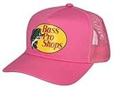 Bass Pro Shop Men's Trucker Hat Mesh Cap - Adjustable Snapback Closure - Great for Hunting & Fishing, Hot Pink, One Size