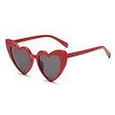 YAMEIZE Vintage Love Heart Sonnenbrille für Damen UV400 Schutzbrille Outdoor (Rot)
