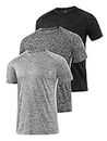Ullnoy 3 Pack Men's Dry Fit T Shirt Moisture Wicking Athletic Tees Exercise Fitness Activewear Short Sleeves Gym Workout Top Black/Dark Gray/Light Gray L