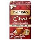 Twinings French Vanilla Chai Black Tea, 20 Count Pack of 6, Individually Wrapped Tea Bags, Warm, Sweet & Spicy, Caffeinated