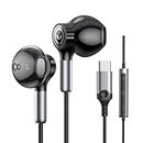 USB C Headphones for Samsung Galaxy S24 Ultra S23 S22 S21 FE S20 A53 A54 A34 USB C Earphones with Microphone In-Ear Headphones Wired Earbuds USB Type C Earphones for iPhone 15 Pro Max iPad Pro Pixel 8