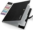 Sooez Expanding File Folder, Letter Size Accordion File Organizer, 5 Pocket Folders for Documents, Cute Folder with Labels, Portable Paper Organizer for School Office Supplies, A4 Size, Black