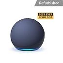 Certified Refurbished Echo Dot (5th Gen) | Smart speaker with Bigger sound, Motion Detection, Temperature Sensor, Alexa and Bluetooth| Blue