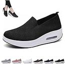 Women's Orthopedic Sneakers,Air Cushion Slip on Walking Shoes,Comfortable Orthopedic Arch Support Shoes,Casual Breathable Mesh Wedge Sneakers for Women. (38 EU, Black)