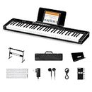 TERENCE 61 Keys Piano Keyboard, Electronic Digital Piano with Semi-weighted Keys, LCD Display, Piano Stand, Power Supply, Music Sheet Stand and Earphone, Portable Keyboard Gift Teaching for Beginners