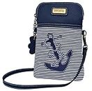 Anchor Crossbody Bag Nautical iPhone Cell Phone Purse Bag PU Leather Canvas Handbag for Smartphone Credit Card Passport Keys Size: 5.9*8.8inch