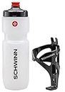 Schwinn Bike Bottle Holder with Water Bottle, 26 Oz. BPA Free Squeeze Sport Bottle and Durable Alloy Cage, Easy to Mount Cycling Accessory