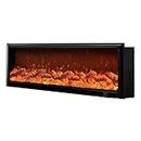 NOALED 1500W Electric Heater, Built-in Electric Fireplace for Home Decoration, Simulated Firewood and 3D Flame, Adjustable