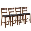 Costway Set of 4 Barstools Counter Height Cushioned Chairs with Rubber Wood Legs