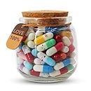 Yamahiko Capsule Letters Message in a Glass Bottle, 100PCS Cute Capsule Note Messages Pills for Boyfriend/Girlfriend, Love Capsule Letter Message for Anniversary Birthday Valentines Mother's Day