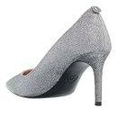 Michael Kors Women's Alina Flex Pump Heeled Shoe, Silver, 7 UK