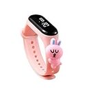 ZOVUTA Digital Dial Waterproof Stylish & Fashionable Wrist Smart Watch LED Band for Kids, Birthday Gift,Colorful Cartoon Character for Boys & Girls(Baby Pink Rabbit) (Removable Silicon Strap)