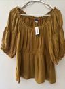 OLD NAVY   Baby Doll  Blouse for Women Gathered Waist  Puff Sleeves Size MED NWT
