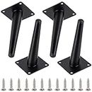 Furniture Legs 6 Inch, Metal Table Legs Heavy Duty Couch Legs Mid Century Modern Sofa Legs for Cabinet, Coffee Table, Dresser Replacement Feet for Furniture（4Pack,Black)