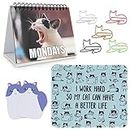 Office Gift for Cat Lovers | Cute Cat Office Supplies - Funny Cat Memes Desktop Flipbook, Cat Mouse Pad, Cat Shaped Bookmark Paper Clips, Cat Sticky Notes, Accessories for Home School Work Office