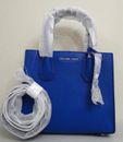 Michael Kors Mercer Medium Electric Blue Pebbled Leather Messenger Bag