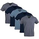 Gildan Men's V-Neck T-Shirts, Multipack, Style G1103, Navy/Heather Navy/Indigo Blue (5-Pack), XX-Large