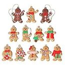 Christmas Pendants, Gingerbread Man Ornaments Assorted Gingerbread Figurines for Christmas Tree Hanging Decorations 12PCS