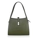 RICHSIGN LEATHER ACCESSORIES Full-Grain Natural Leather Top Handle Handbags & Shoulder Sling Bags For Women Office Branded Stylish Latest Size- L-12 X H-10 x W- 5 Inch (GREEN LIGHT)