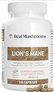 Real Mushrooms Lion’s Mane Capsules - Organic Lions Mane Mushroom Extract With Immunomodulating Properties & Antioxidants - Vegan Brain Mushroom Supplement, 120 Capsules