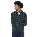 Campus Sutra Men's Green & Blue Checked Colour-Blocked Button Up Shirt Regular Fit for Casual Wear | Stylish Modern Clothing Shirt Crafted with Regular Full Sleeve and Comfort Fit for Everyday Wear